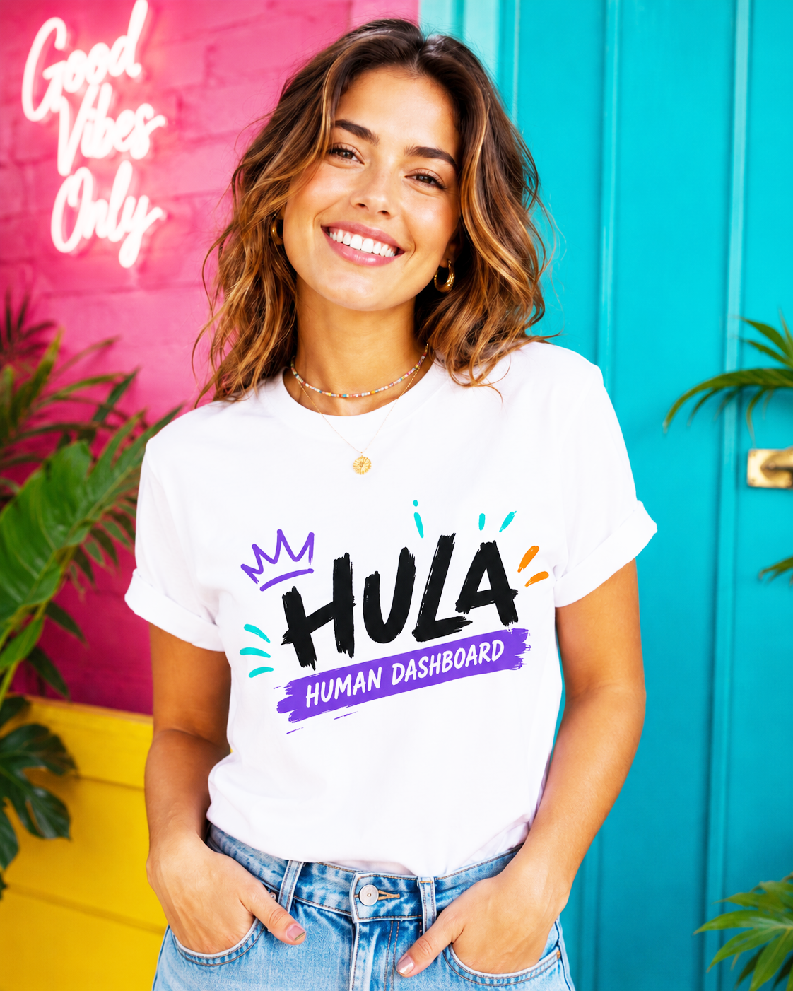 HULA Human Dashboard tee — front view
